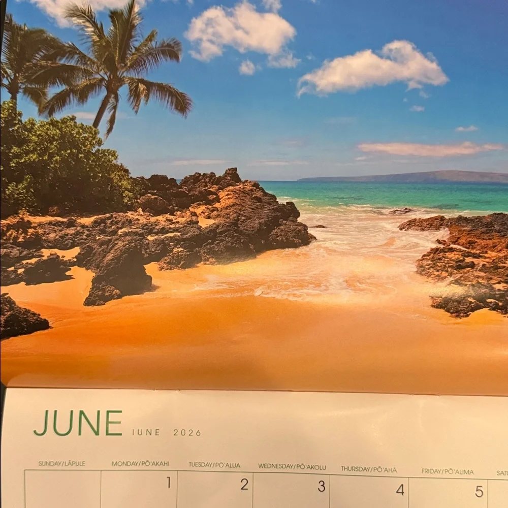Maui 2026 Calendar - Vibrant Blue and Gold